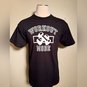 Work out mode black t shirt dumbbell gym  100% cotton UNISEX